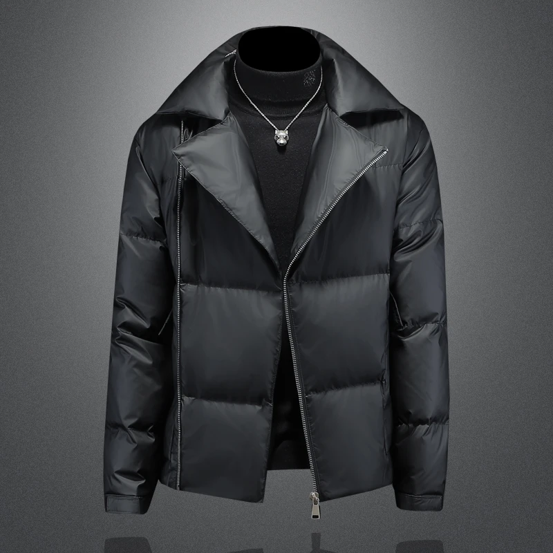高级感大翻领西装羽绒服男款冬季2025新款潮流白鸭绒男士保暖外套