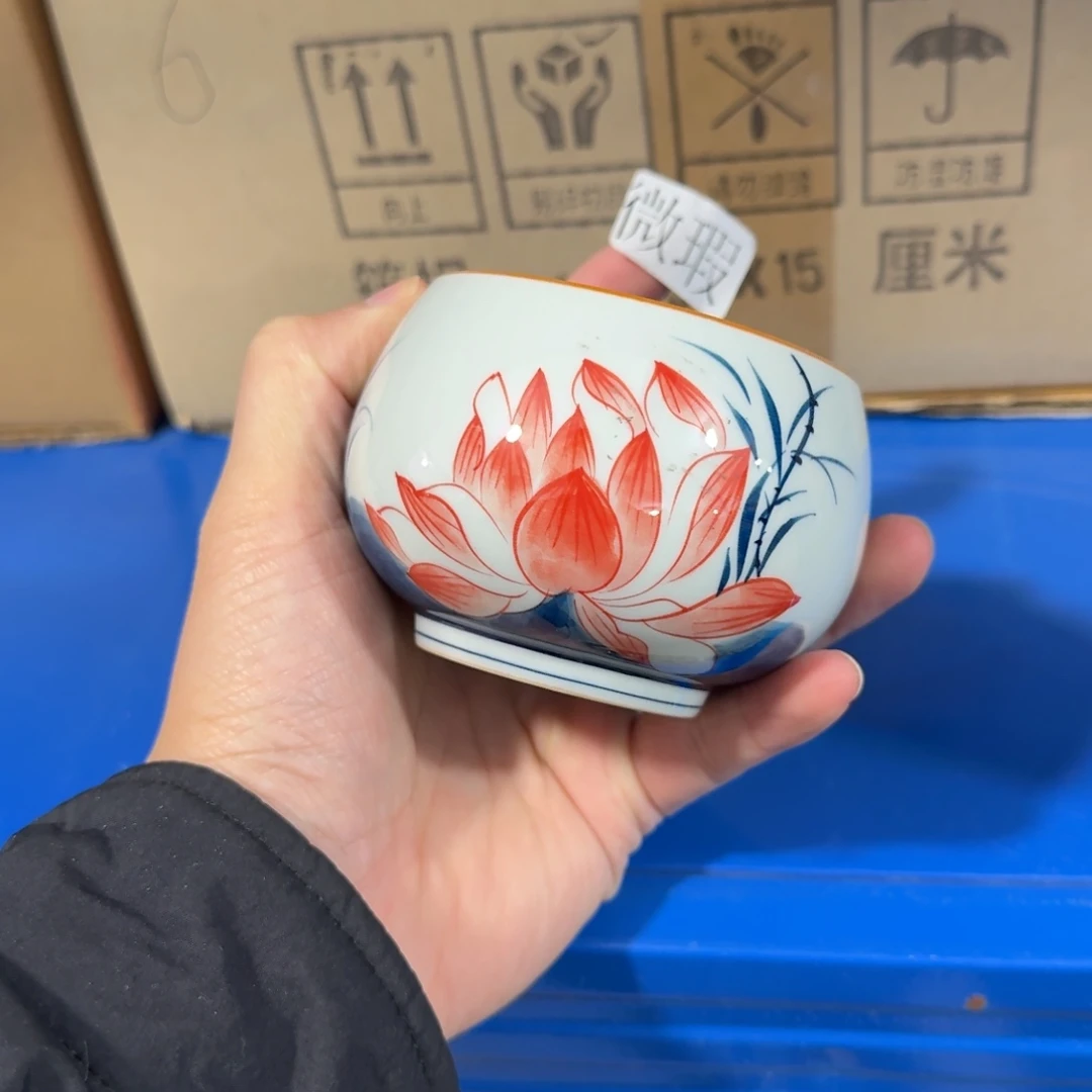 釉下手绘茶具微瑕