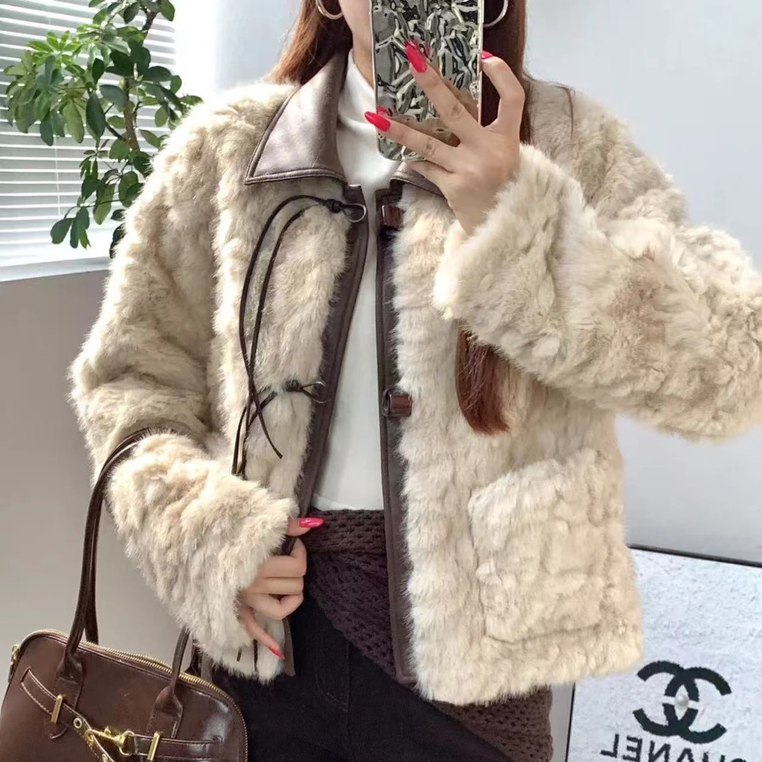 人造皮草 YRM耐磨保暖休闲短外套冬季加厚女网红上衣短款毛绒6256