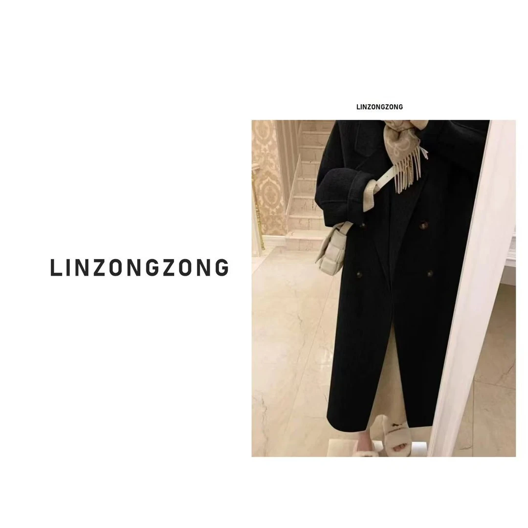 【林总总专属】9990 M双面大衣女秋冬新款宽松中长款外套