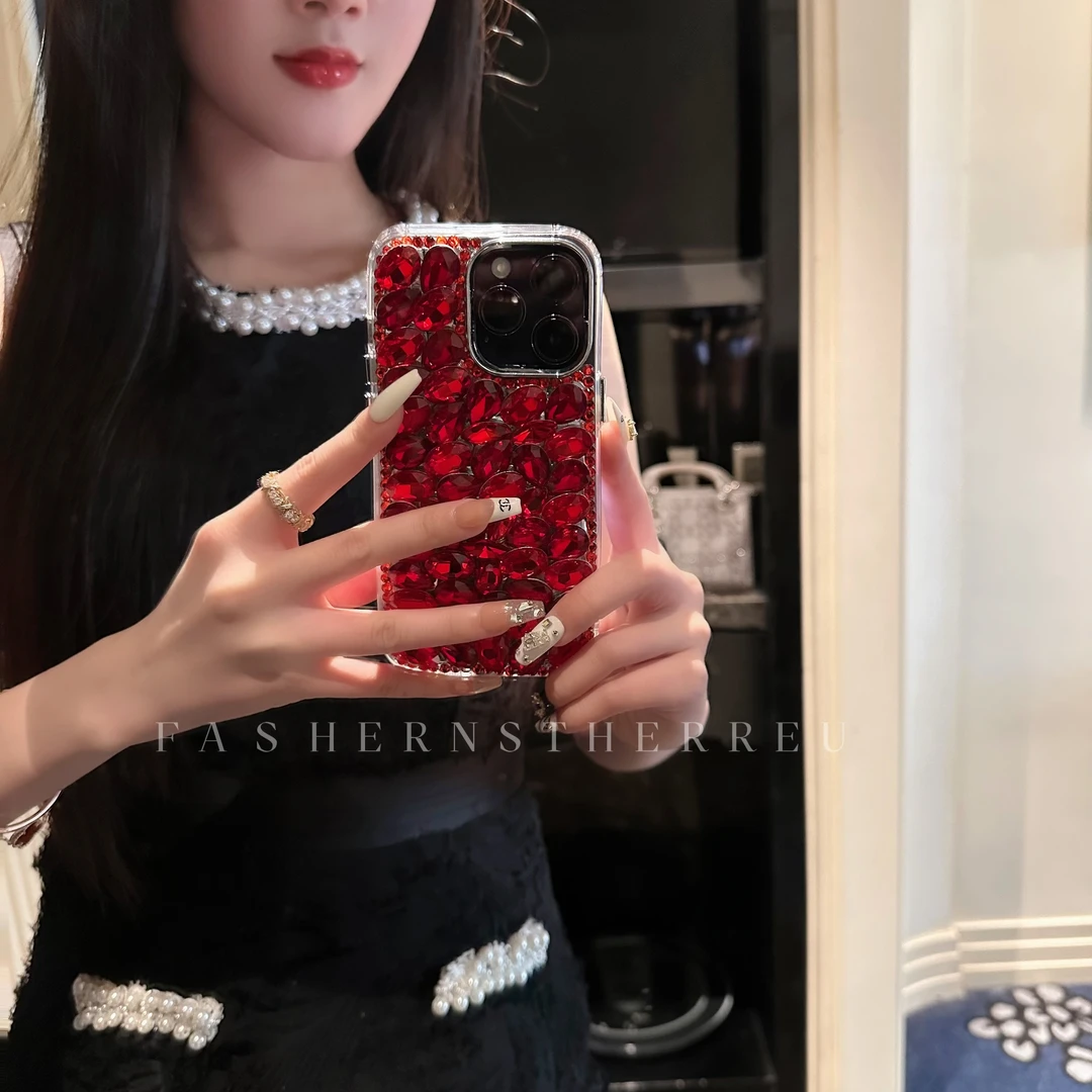 新年款创意水钻苹果手机壳15promax喜庆iPhone14防摔13网红女奢华