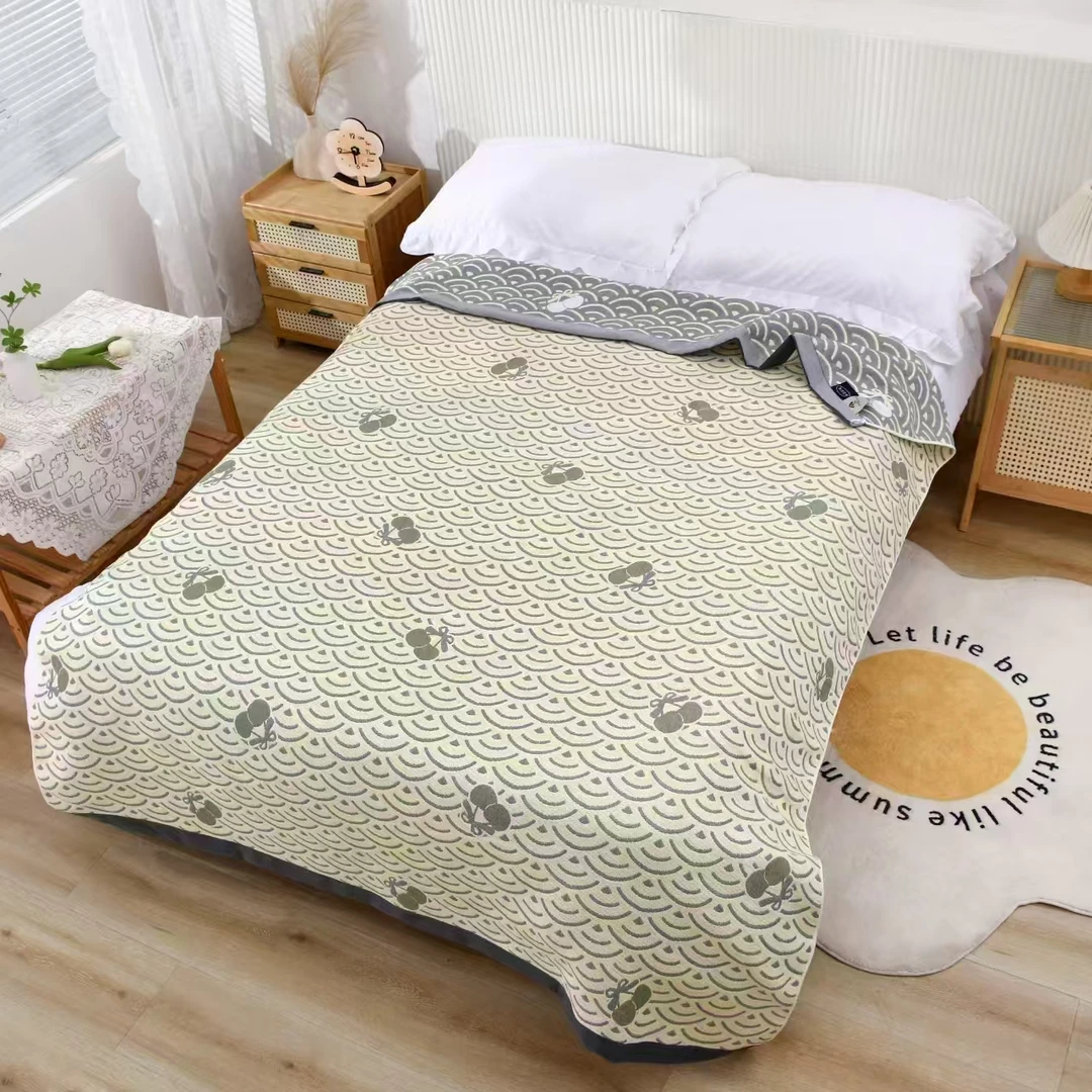 【樱桃黄色】多功能纱布盖毯亲肤柔软舒适透气1.5/2米