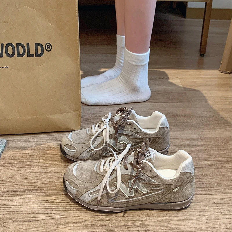 欧洲站真皮系带休闲鞋复古显脚小网红爆款运动鞋德训鞋平底鞋女鞋
