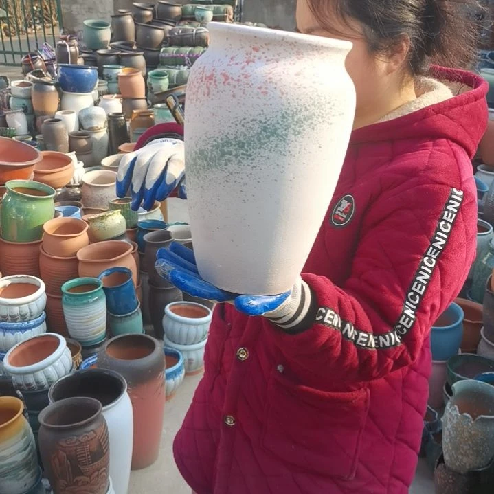 红陶口16高29两个盆子