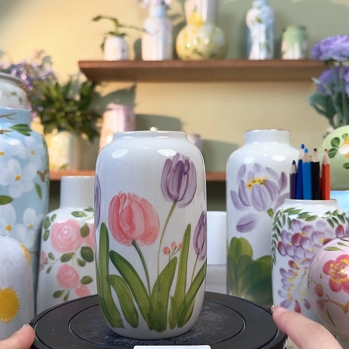 景德镇手绘陶瓷花瓶摆件无孔