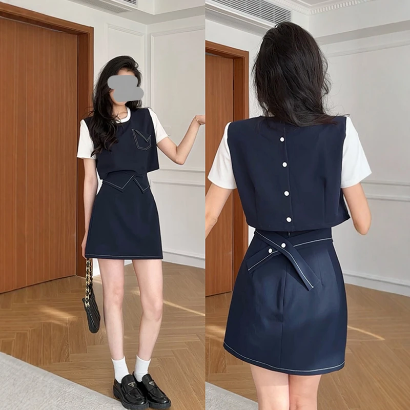 今年流行的夏装套装女2025新款短袖上衣裤裙小个子显高时尚两件套