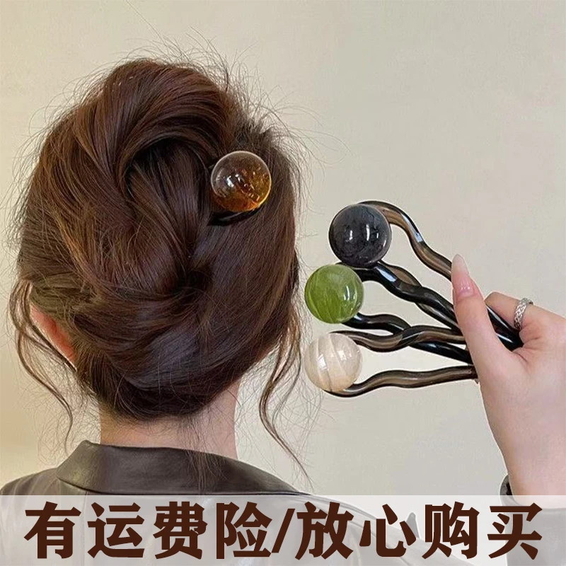 简约u型发簪女气质丸子头新款高级感簪子夏季爆款盘发头饰发夹