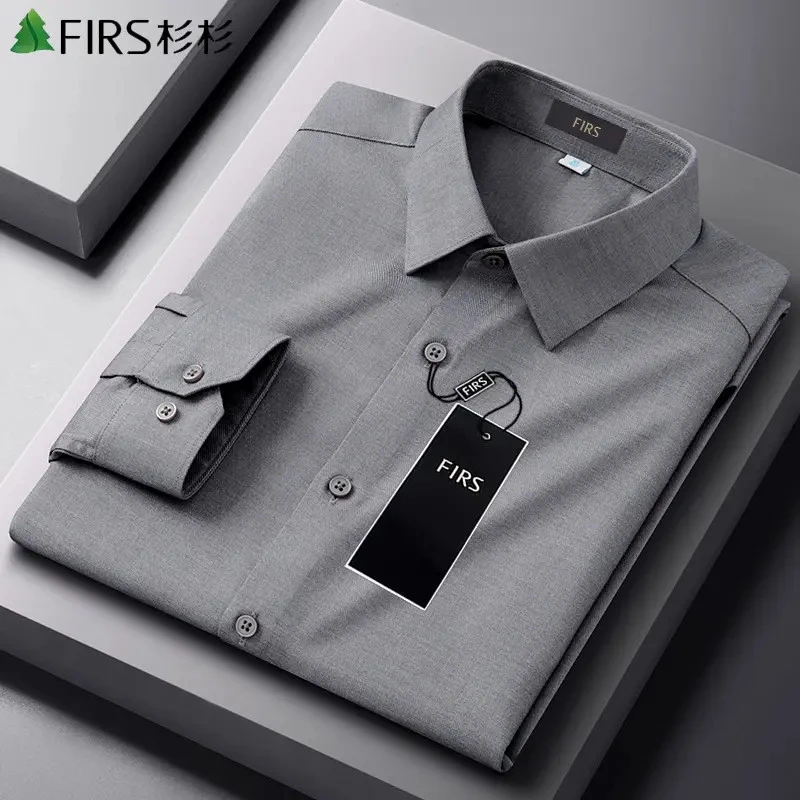 【羊毛莫代尔】杉杉男士灰色长袖衬衫男款高档商务休闲内搭衬衣男