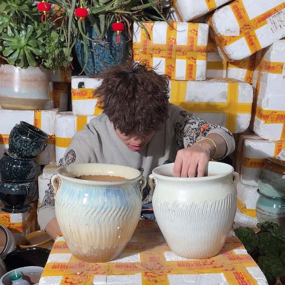 无铅玻璃宜兴紫砂花盆