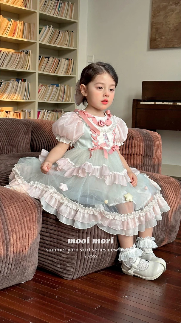 FL8487少女风夏季蝴蝶结蓬蓬裙女连衣裙公主风女童