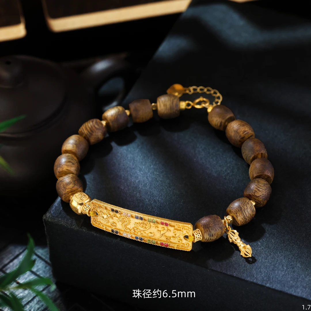 【金豆VIP】百不侵||18K金豪镶五●百不侵●太太令重工高阶沉香手串H