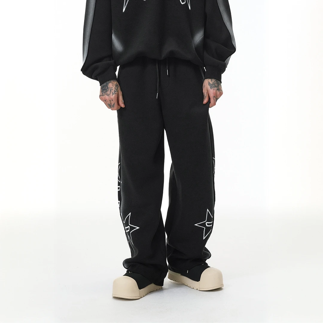 ChicSoso美式复古工装卫裤机能空气层弯刀卫裤喷绘印美式纯色弯刀