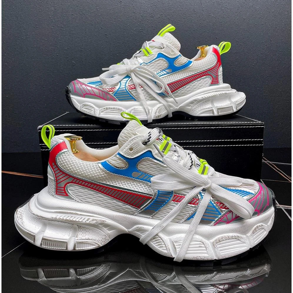 巴黎老爹鞋男夏季透气镂空网面鞋轻便缓震拼色男鞋厚底运动休闲鞋