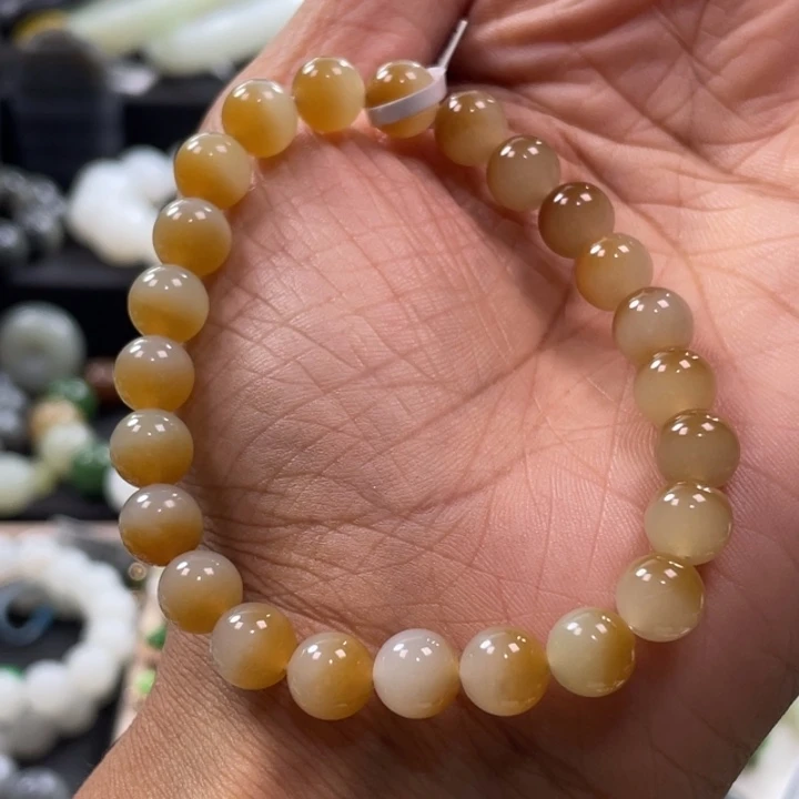 手链未镶嵌和田玉新疆金山矿卡8圆珠手串