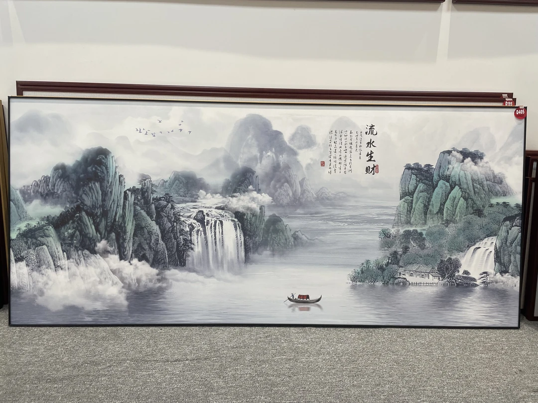 D405新中式250x110cm山水画客厅装饰画沙发背景墙挂画