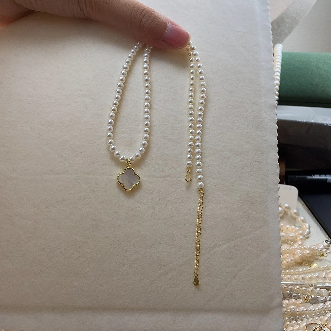 胖***了合金淡水珍珠爱心项链