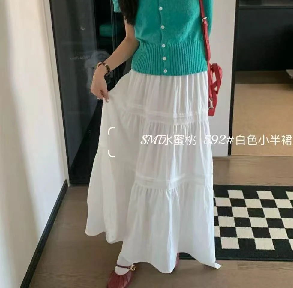 8104号592#韩系百搭弹力腰休闲拼接半身裙带里衬（预）