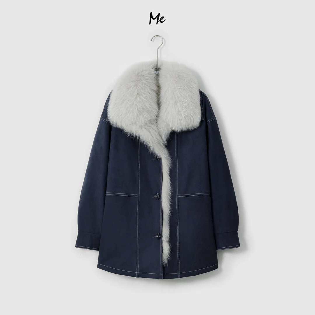 ME【冰狐派克（三合一）】超大狐狸真毛领时尚百搭一手长外套MESA1683