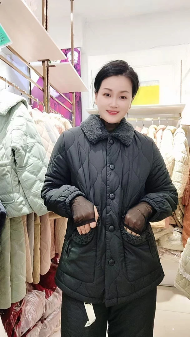 247610黑色中长款轻薄不臃肿家居服可外穿