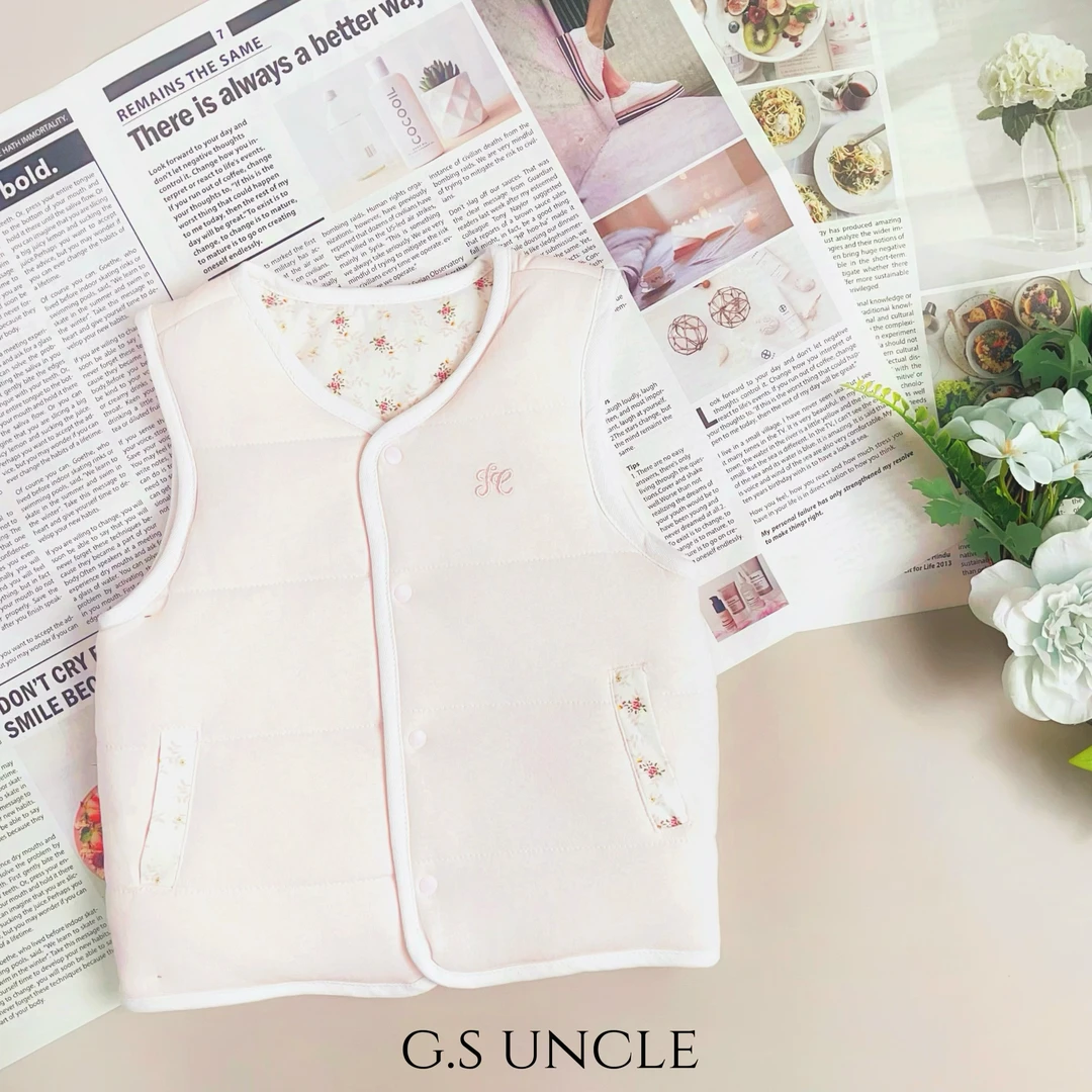 【两面可穿】E031新品2025冬季儿童时髦棉马甲百搭女宝童装