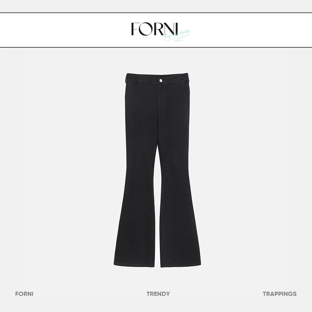 FORNI 留住幸运 显瘦喇叭牛仔裤休闲裤时尚百搭女士微喇设计师