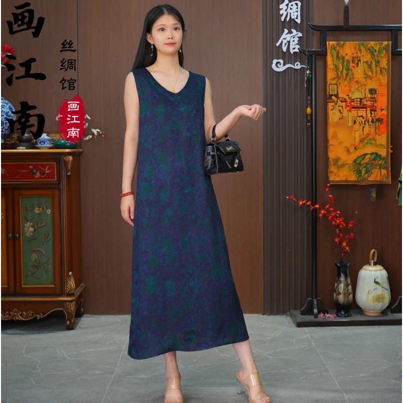 3045款高定两面穿古法老料背心连衣裙女贵夫人轻奢长裙