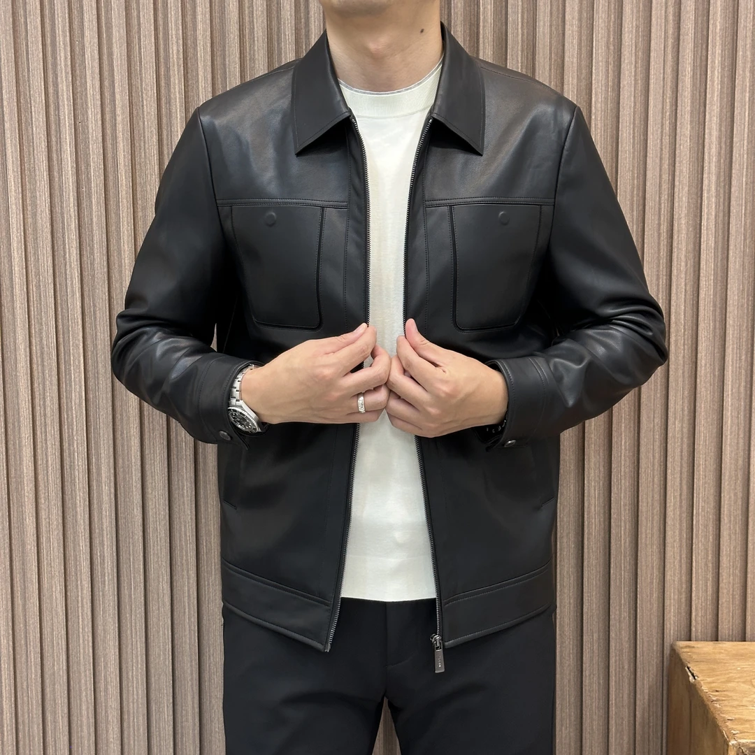 秋季新品高端皮夹克修身百搭上衣休闲百搭翻领时尚商务外套5171
