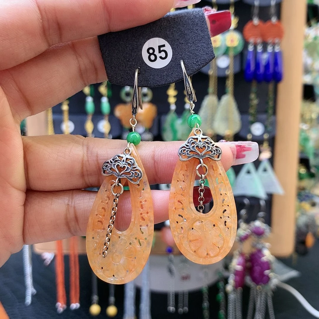 【闪购商品】翡翠耳饰银S925镶嵌快**点耳坠