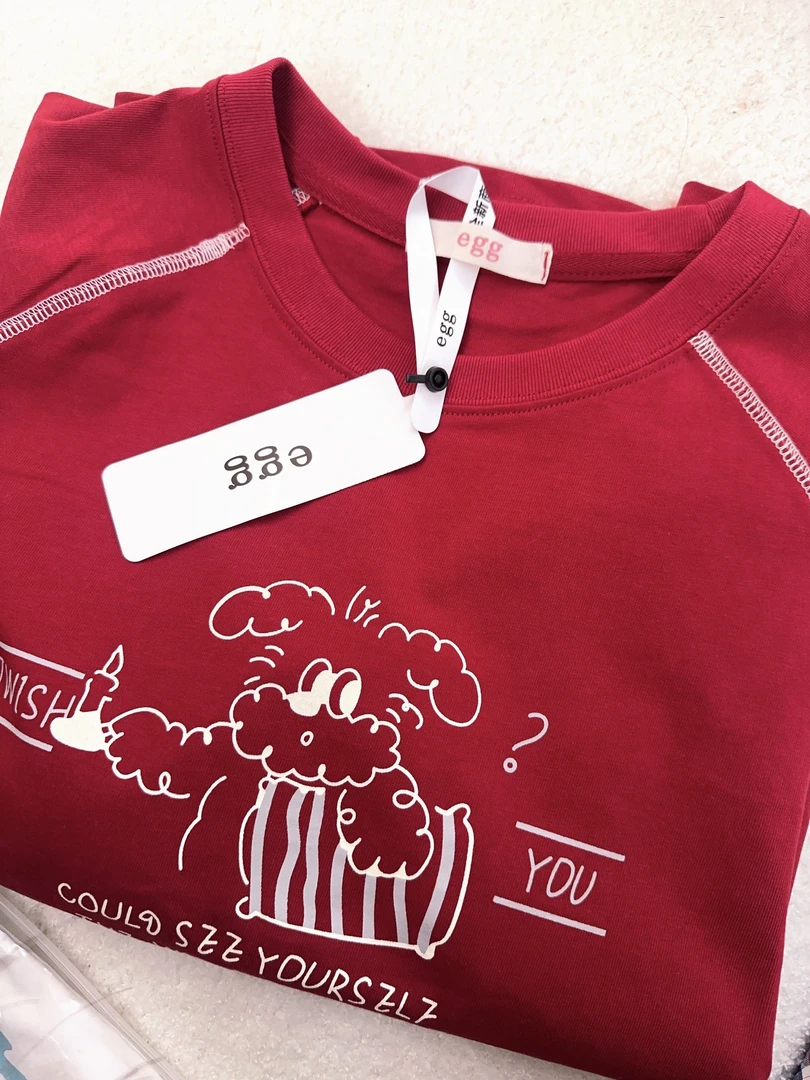 《 egg红色t》   夏季短袖 153 林夏.韩系seoul