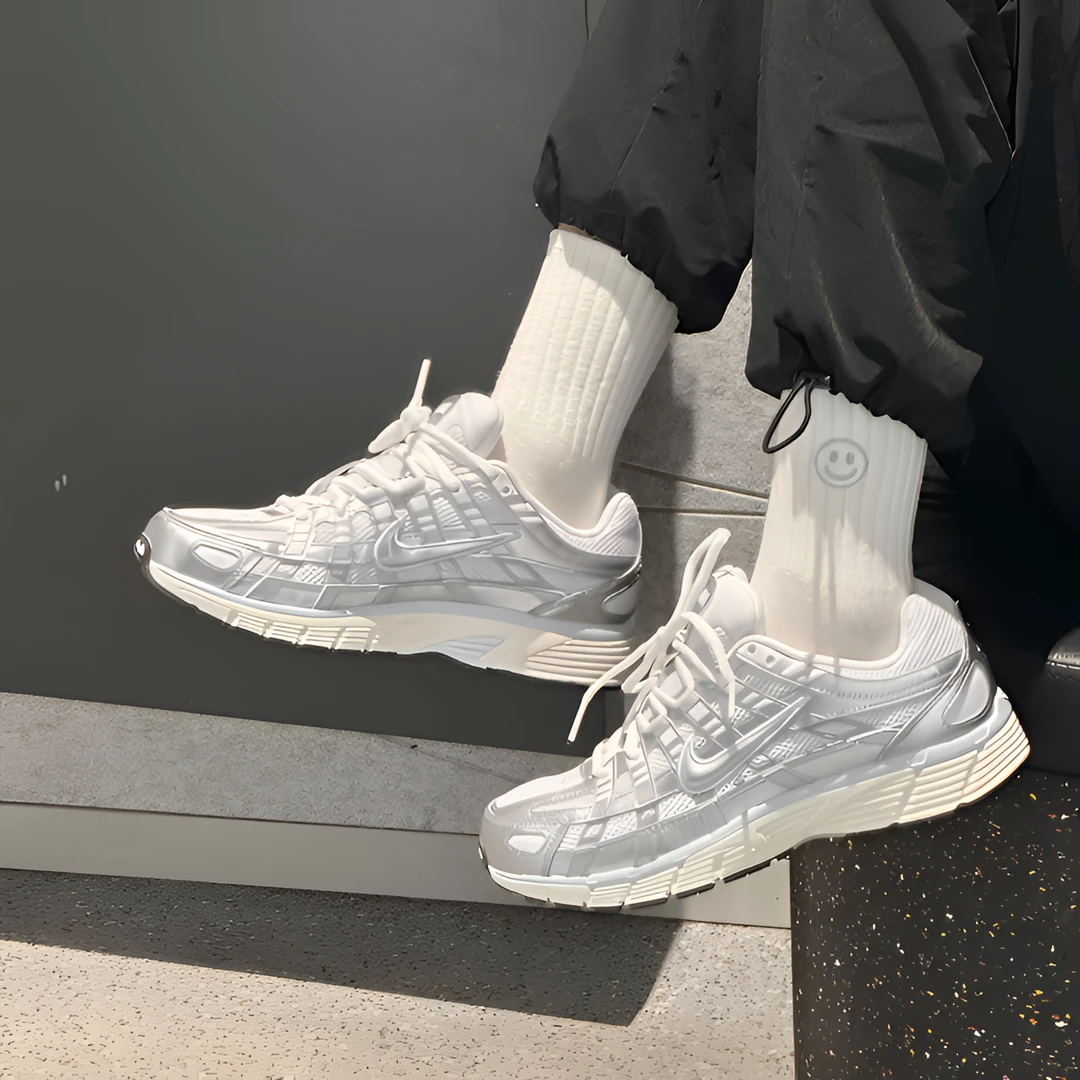 Nike耐克P-6000女鞋银白老爹鞋轻便网眼透气运动跑步鞋BV1021-106