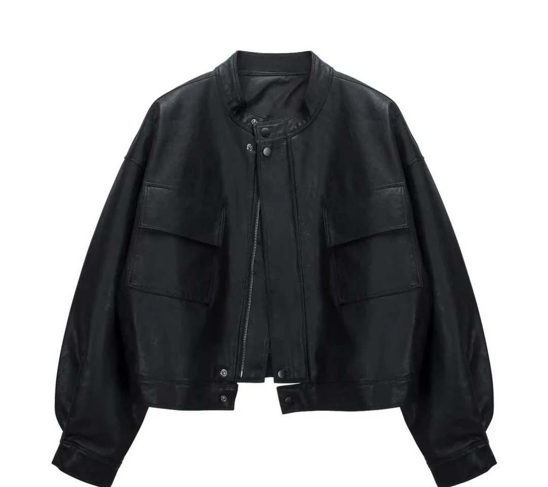 【慧慧同款】春秋女款皮衣外套时尚百搭美式机车服2409