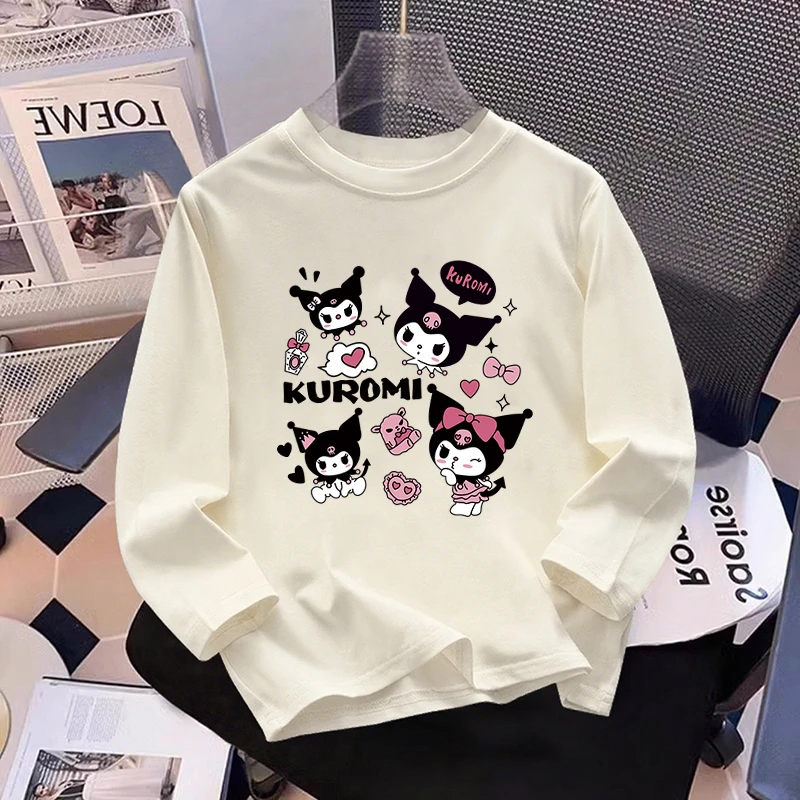 儿童库洛米纯棉长袖t恤2025新款内搭打底衫上衣女童卡通可爱衣服