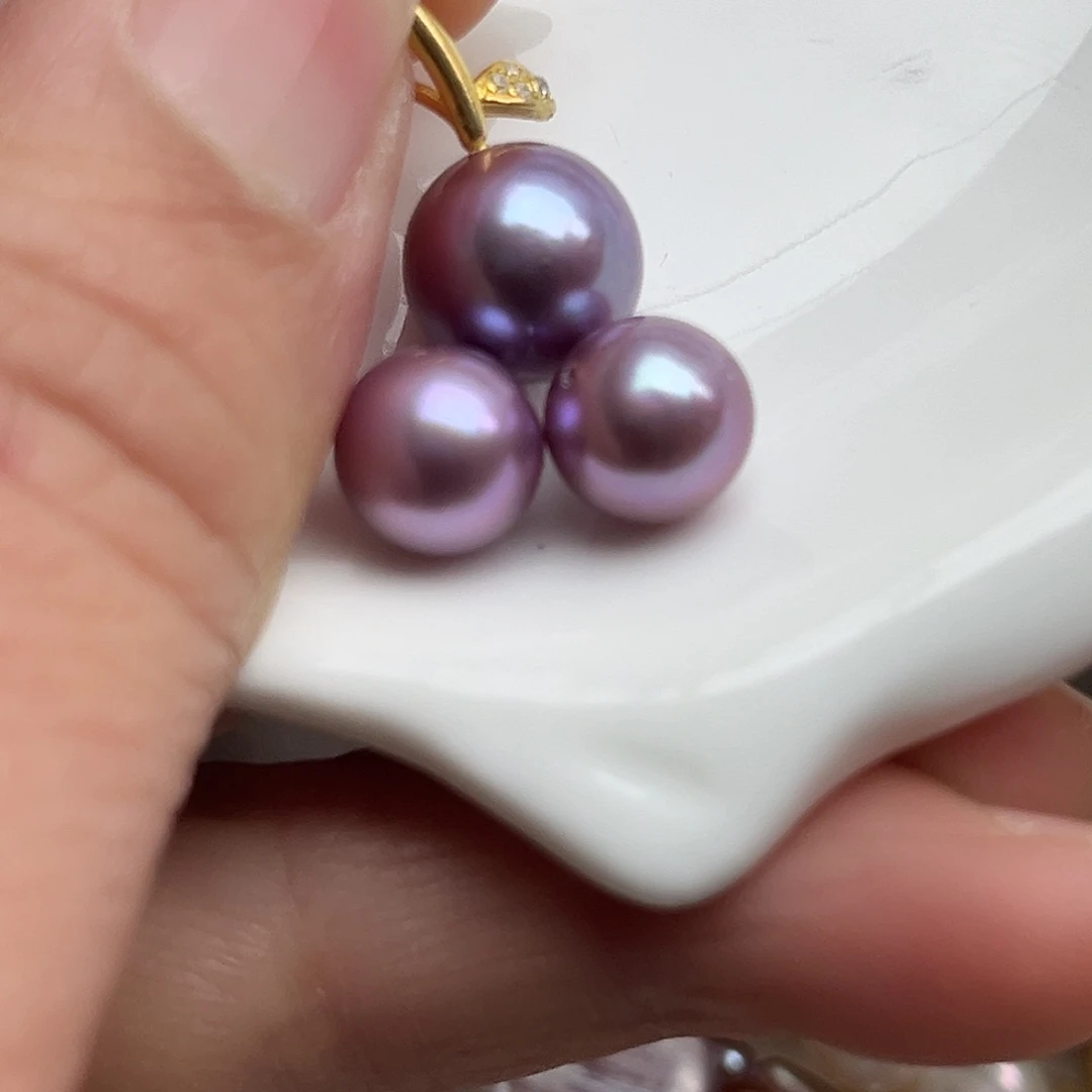 紫***胎耳饰淡水珍珠未镶嵌