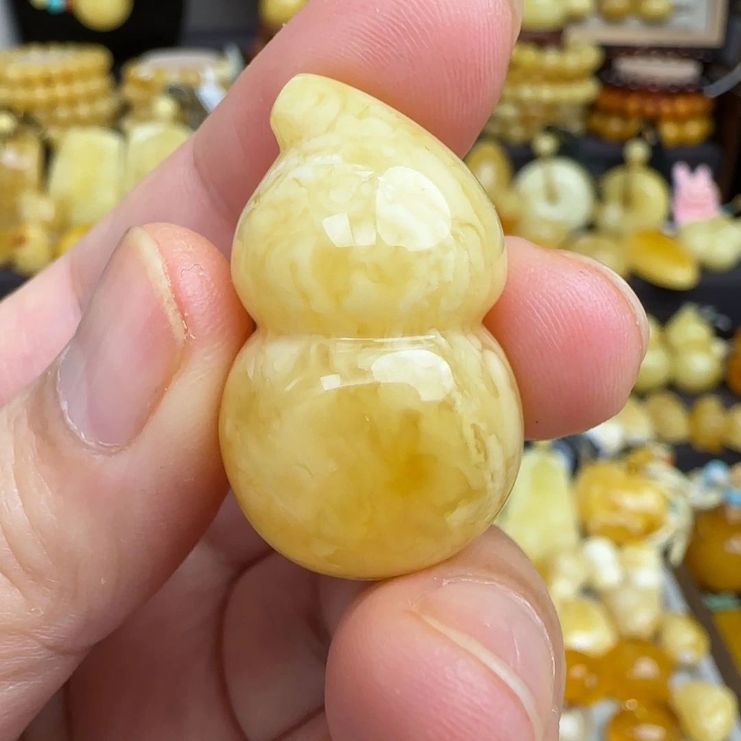 未镶嵌吊坠(不含链)琥珀天然俄料虎皮妖花蜜蜡葫芦吊坠