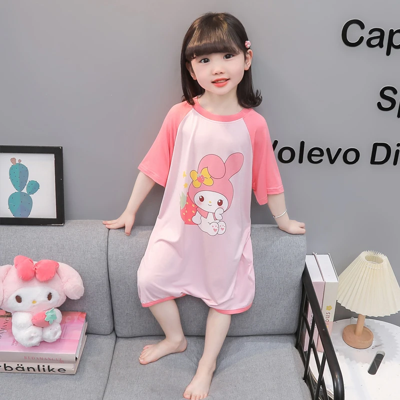 女童睡裙夏季2025新款儿童莫代尔卡通可爱裙子小女孩薄款连身睡袋
