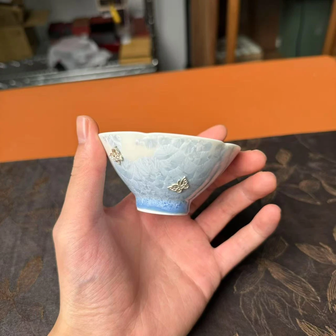 （胡子茶器）窑变结晶锯钉斗笠杯 6213