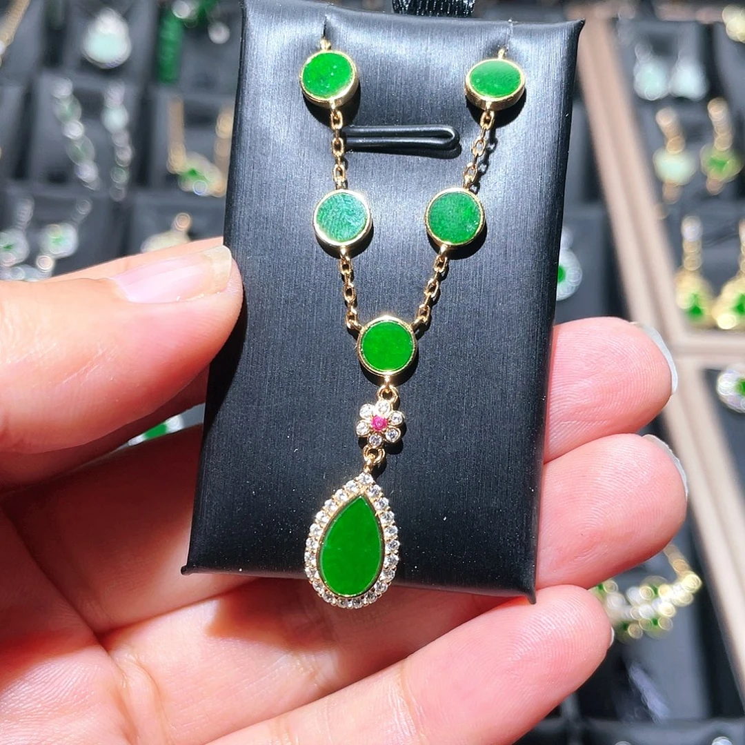 翡翠银S925镶嵌颈饰