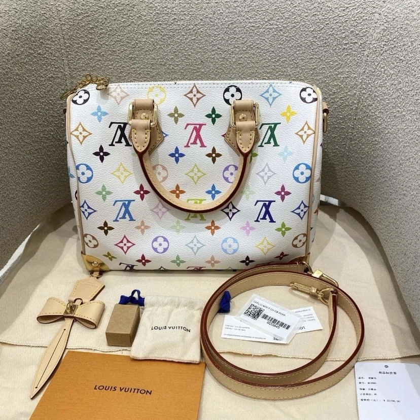 99新 LouisVuitton/路易威登 LV白三彩speedy25 25120130-04