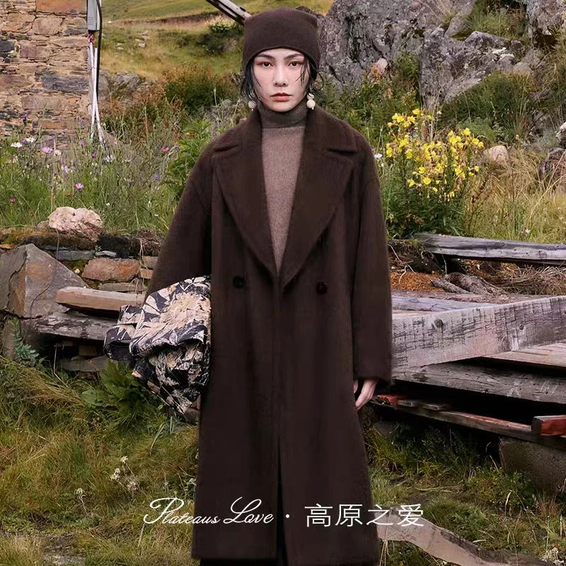 【李夫人MOMO专属】宽松时尚西装版牦牛绒大衣藏地