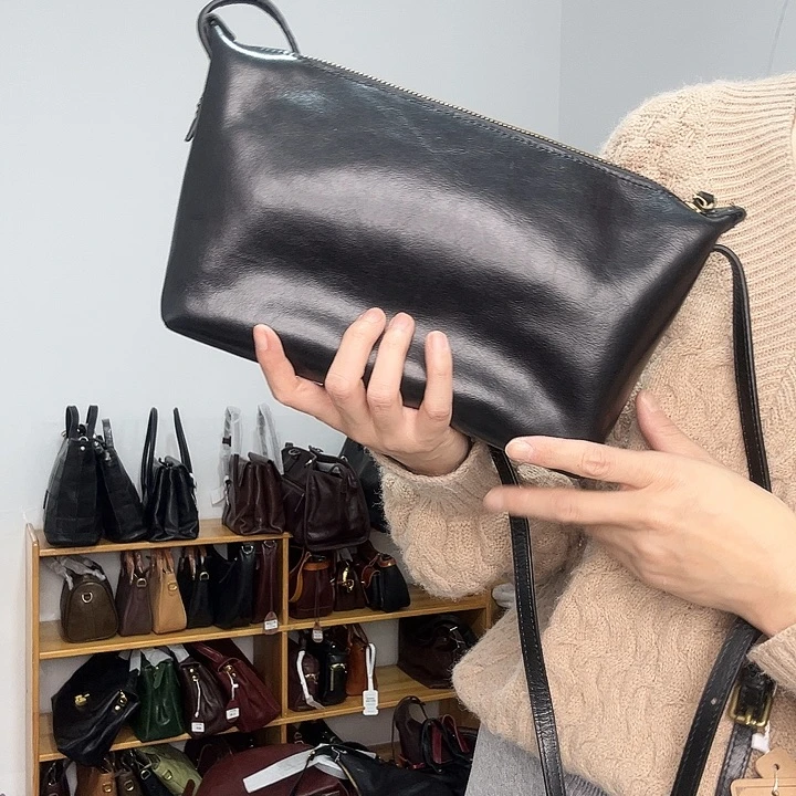 牛皮（革）头层植鞣牛皮斜挎包