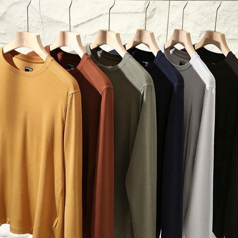 品质天花板！天丝羊毛面料！软糯透气！新款男打底休闲长袖T恤衫