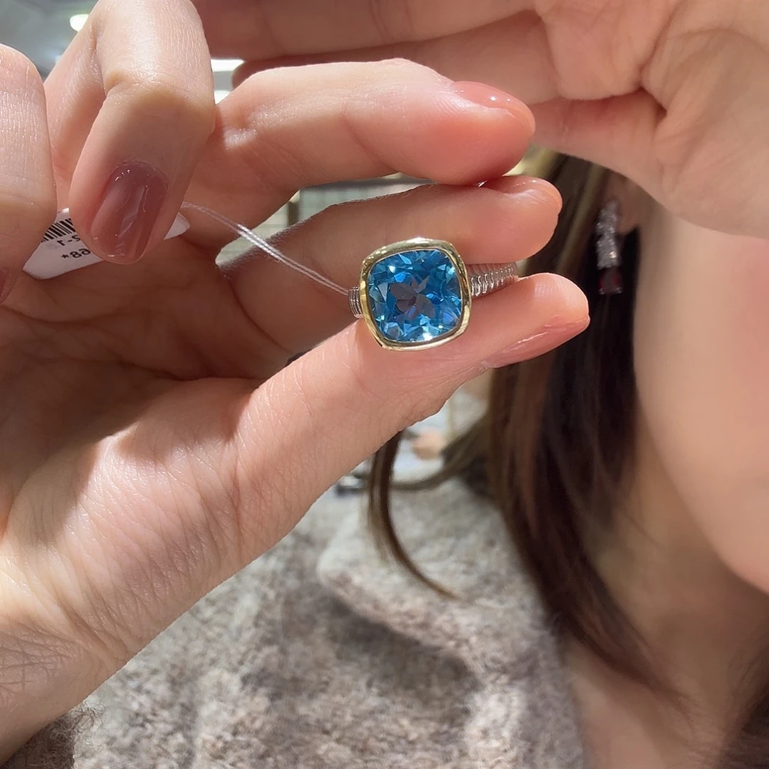 托帕石银S925镶嵌戒指