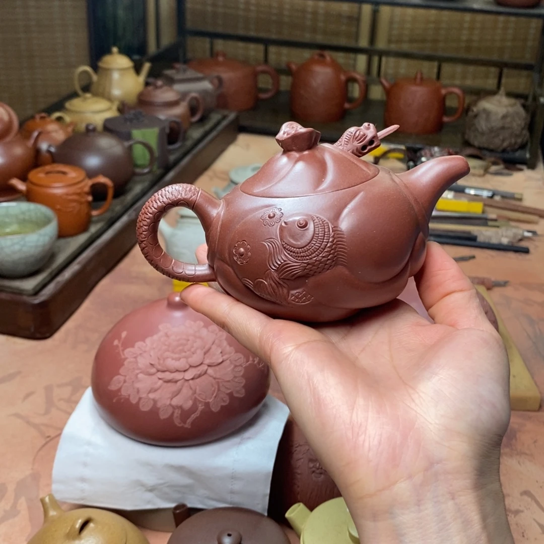 茶壶紫砂鱼化龙大红袍
