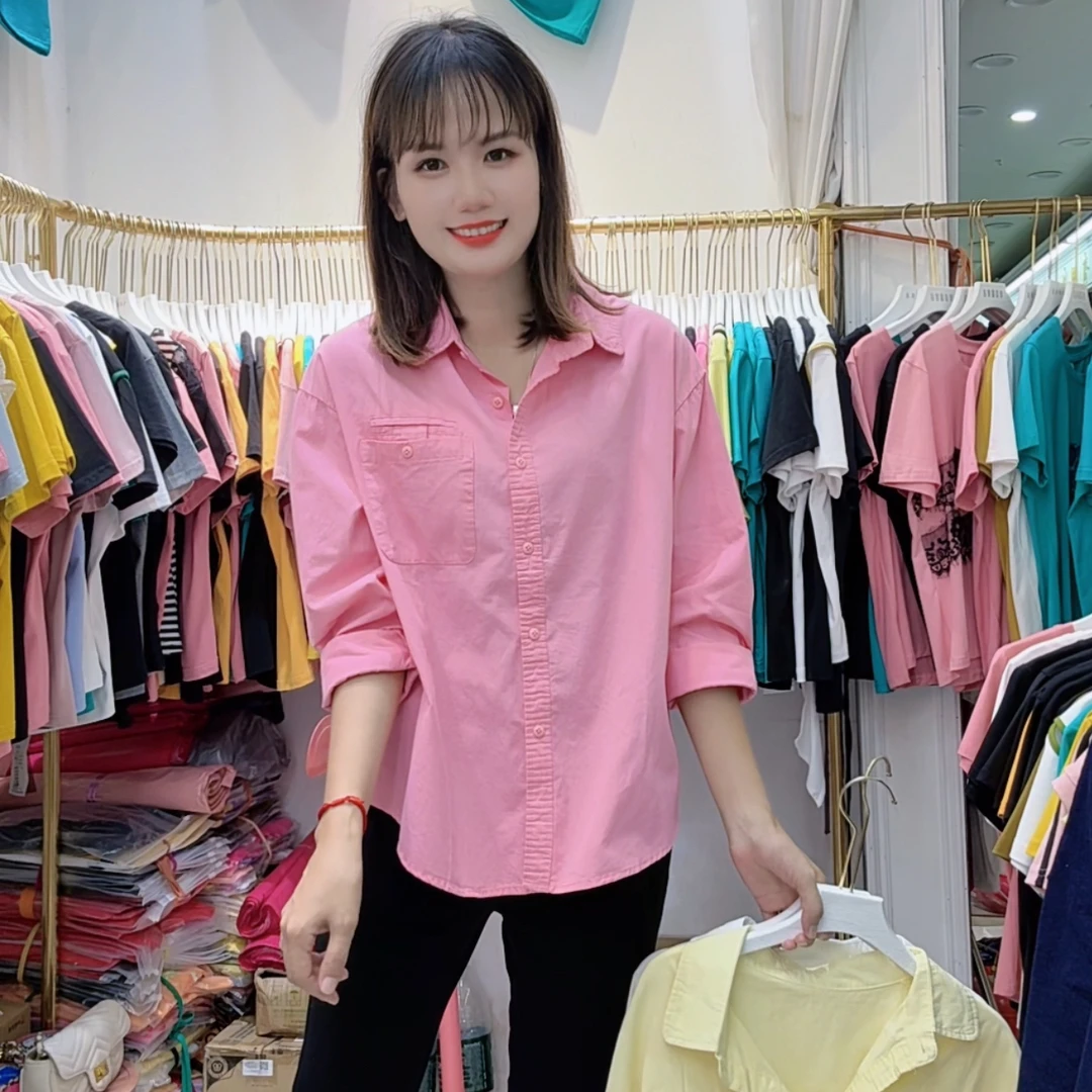 0623（美姿）洋气衬衣休闲宽松设计感减龄气质纯色百搭长袖上衣