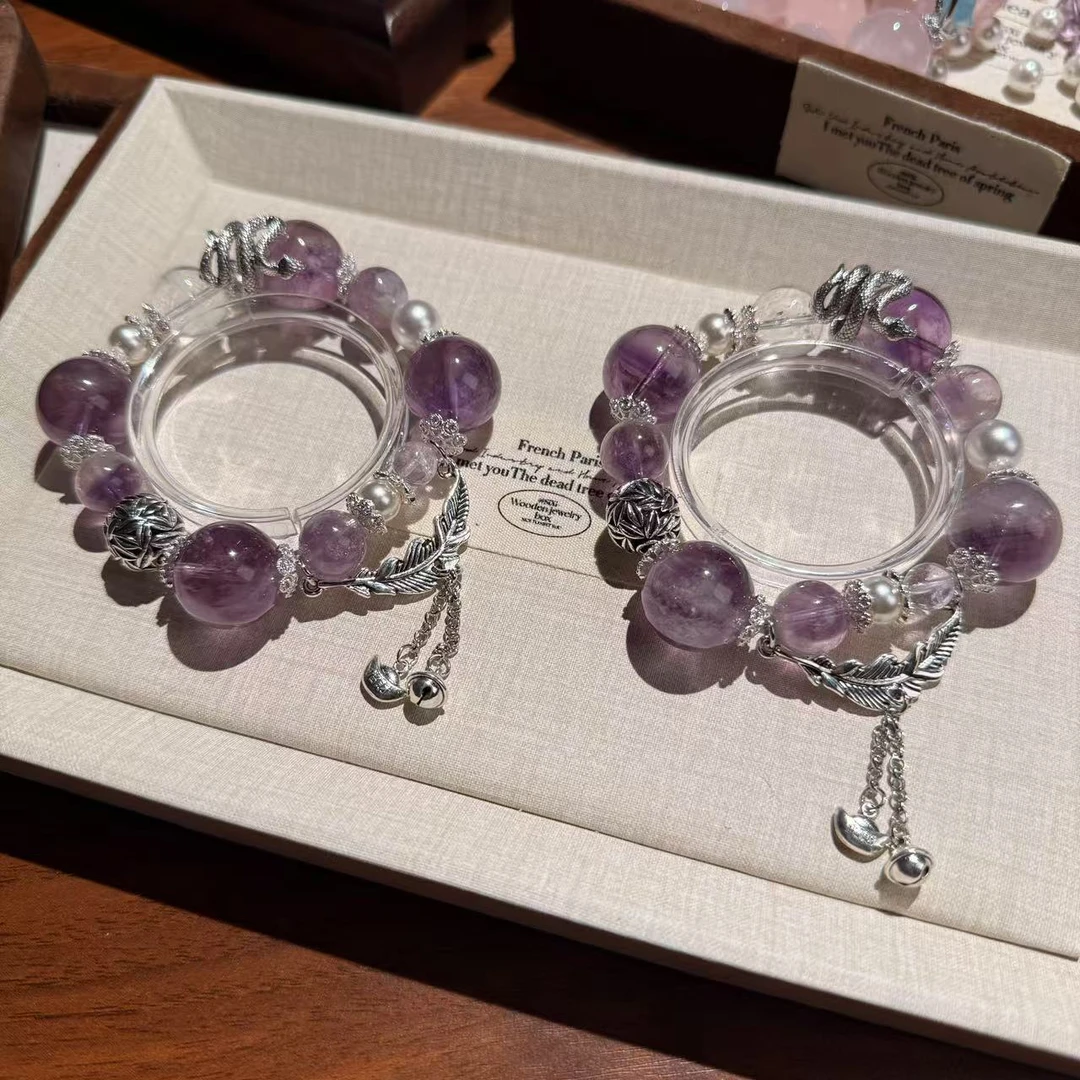 「万金至」紫兔毛紫水晶手串手链 颜色微差多样性发其一ZF829