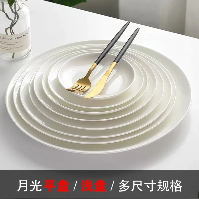 【微瑕10.5寸浅盘月光盘】新骨瓷釉下彩工艺陶瓷