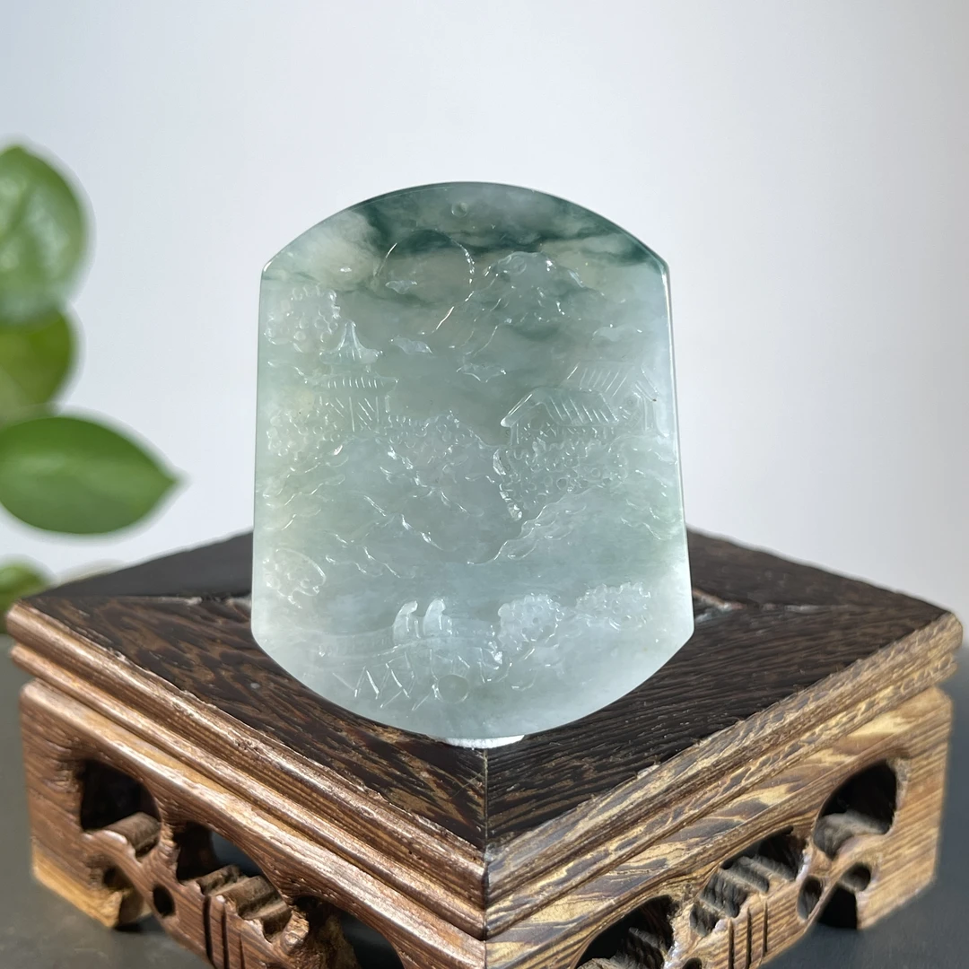 JTA28-61 天然缅甸A货翡翠 山水牌