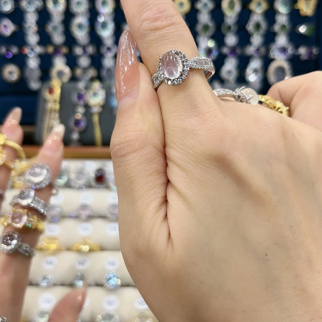 水晶女款银S925镶嵌轩*戒指20