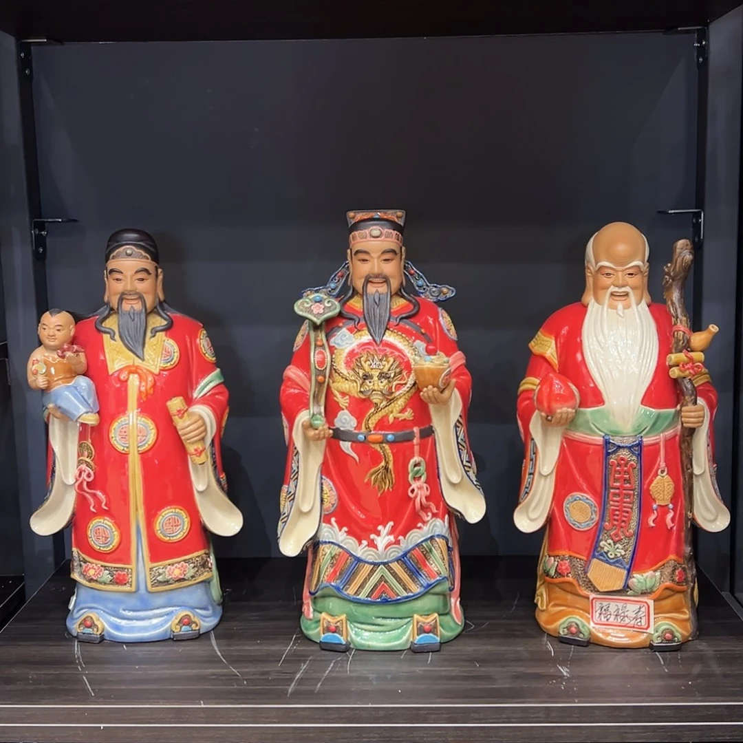 福禄寿陶艺作品摆件纯手工制作