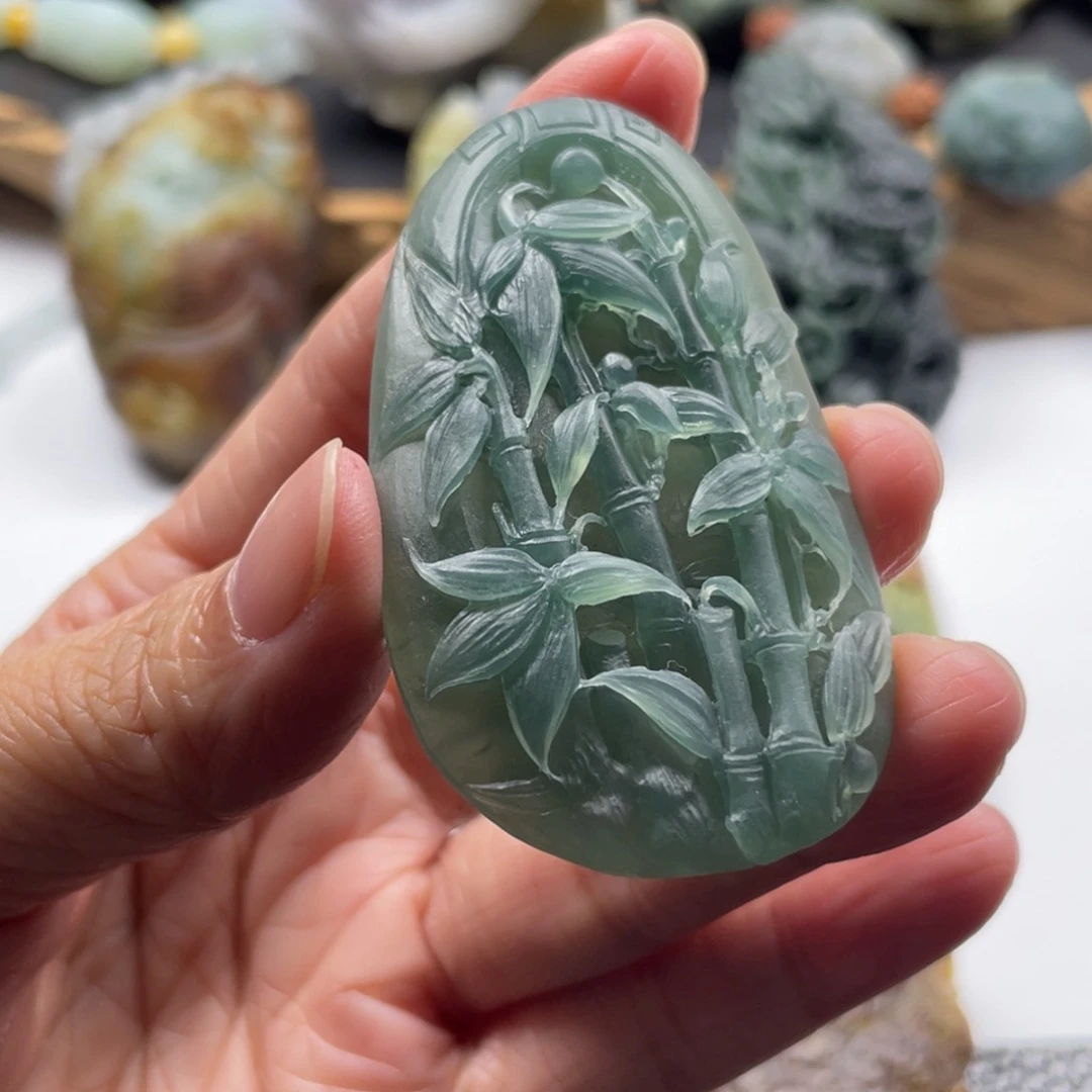 安***泽定制翡翠未镶嵌竹